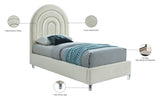 Rainbow Acrylic / Velvet / Engineered Wood / Foam Contemporary Cream Velvet Twin Bed - 44.5" W x 76.4" D x 59.3" H