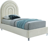 Rainbow Acrylic / Velvet / Engineered Wood / Foam Contemporary Cream Velvet Twin Bed - 44.5" W x 76.4" D x 59.3" H