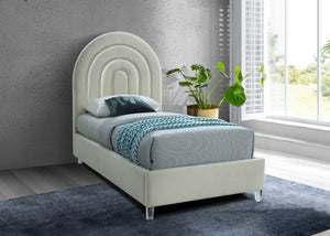 Rainbow Acrylic / Velvet / Engineered Wood / Foam Contemporary Cream Velvet Twin Bed - 44.5" W x 76.4" D x 59.3" H