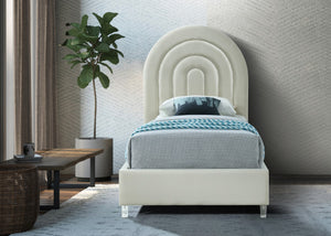 Rainbow Acrylic / Velvet / Engineered Wood / Foam Contemporary Cream Velvet Twin Bed - 44.5" W x 76.4" D x 59.3" H