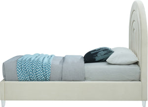 Rainbow Acrylic / Velvet / Engineered Wood / Foam Contemporary Cream Velvet Twin Bed - 44.5" W x 76.4" D x 59.3" H