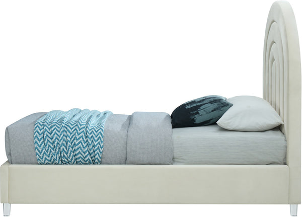 Rainbow Acrylic / Velvet / Engineered Wood / Foam Contemporary Cream Velvet Twin Bed - 44.5" W x 76.4" D x 59.3" H