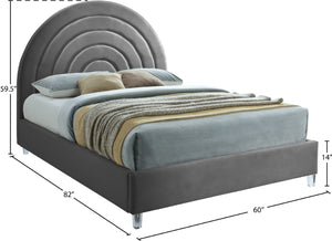 Rainbow Acrylic / Velvet / Engineered Wood / Foam Contemporary Grey Velvet Full Bed - 59.8" W x 76.4" D x 59.3" H