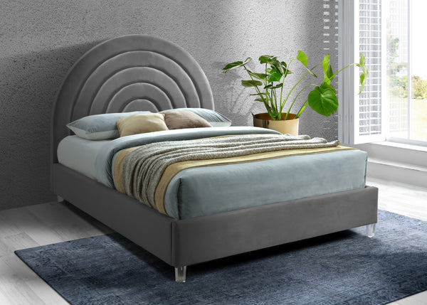 Rainbow Acrylic / Velvet / Engineered Wood / Foam Contemporary Grey Velvet Full Bed - 59.8" W x 76.4" D x 59.3" H
