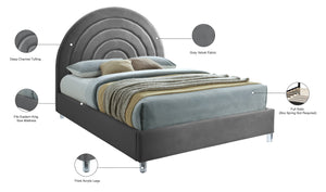 Rainbow Acrylic / Velvet / Engineered Wood / Foam Contemporary Grey Velvet King Bed - 81.5" W x 81.9" D x 59.3" H
