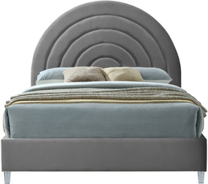 Rainbow Acrylic / Velvet / Engineered Wood / Foam Contemporary Grey Velvet King Bed - 81.5" W x 81.9" D x 59.3" H