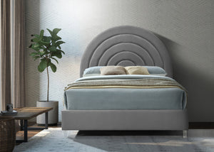 Rainbow Acrylic / Velvet / Engineered Wood / Foam Contemporary Grey Velvet King Bed - 81.5" W x 81.9" D x 59.3" H