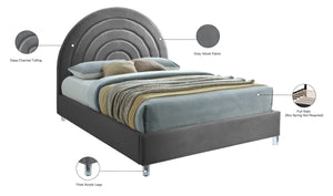 Rainbow Acrylic / Velvet / Engineered Wood / Foam Contemporary Grey Velvet Queen Bed - 65.7" W x 81.9" D x 59.3" H
