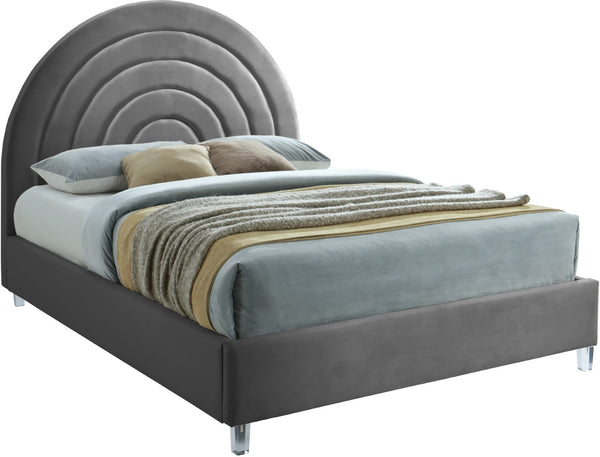 Rainbow Acrylic / Velvet / Engineered Wood / Foam Contemporary Grey Velvet Queen Bed - 65.7" W x 81.9" D x 59.3" H