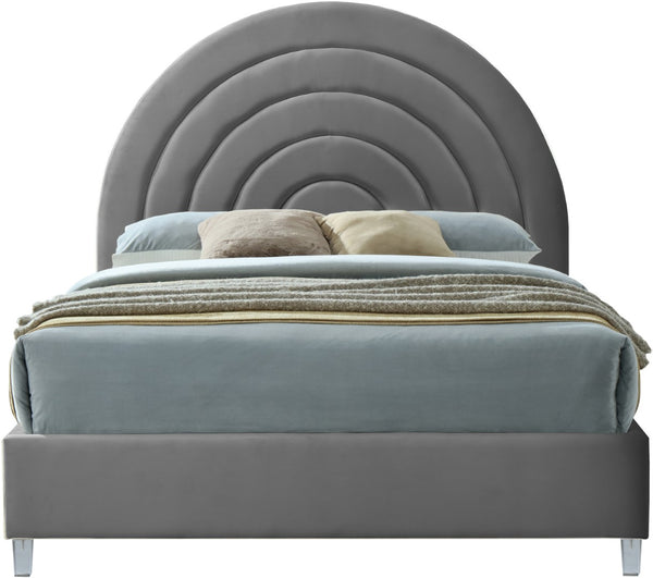 Rainbow Acrylic / Velvet / Engineered Wood / Foam Contemporary Grey Velvet Queen Bed - 65.7" W x 81.9" D x 59.3" H