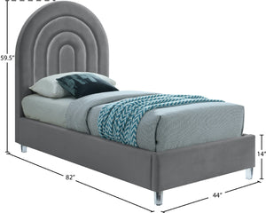 Rainbow Acrylic / Velvet / Engineered Wood / Foam Contemporary Grey Velvet Twin Bed - 44.1" W x 76.4" D x 59.3" H