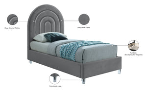 Rainbow Acrylic / Velvet / Engineered Wood / Foam Contemporary Grey Velvet Twin Bed - 44.1" W x 76.4" D x 59.3" H