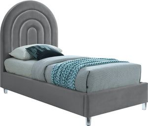 Rainbow Acrylic / Velvet / Engineered Wood / Foam Contemporary Grey Velvet Twin Bed - 44.1" W x 76.4" D x 59.3" H