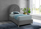 Rainbow Acrylic / Velvet / Engineered Wood / Foam Contemporary Grey Velvet Twin Bed - 44.1" W x 76.4" D x 59.3" H