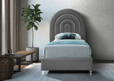 Rainbow Acrylic / Velvet / Engineered Wood / Foam Contemporary Grey Velvet Twin Bed - 44.1" W x 76.4" D x 59.3" H