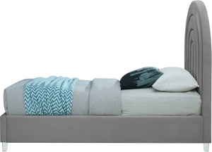 Rainbow Acrylic / Velvet / Engineered Wood / Foam Contemporary Grey Velvet Twin Bed - 44.1" W x 76.4" D x 59.3" H