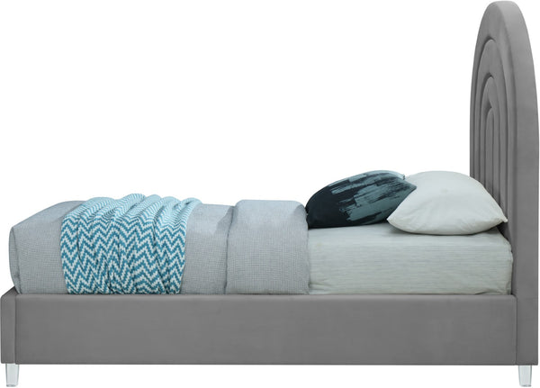 Rainbow Acrylic / Velvet / Engineered Wood / Foam Contemporary Grey Velvet Twin Bed - 44.1" W x 76.4" D x 59.3" H