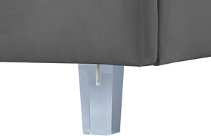 Rainbow Acrylic / Velvet / Engineered Wood / Foam Contemporary Grey Velvet Twin Bed - 44.1" W x 76.4" D x 59.3" H