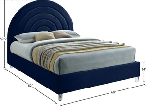 Rainbow Acrylic / Velvet / Engineered Wood / Foam Contemporary Navy Velvet Full Bed - 59.8" W x 76.4" D x 59.3" H