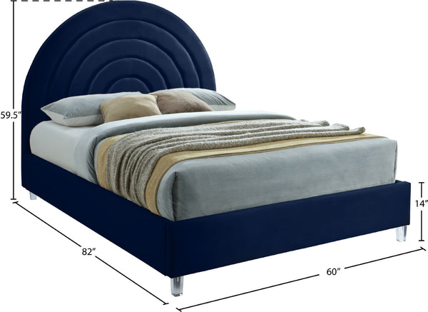 Rainbow Acrylic / Velvet / Engineered Wood / Foam Contemporary Navy Velvet Full Bed - 59.8" W x 76.4" D x 59.3" H