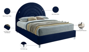 Rainbow Acrylic / Velvet / Engineered Wood / Foam Contemporary Navy Velvet King Bed - 81.5" W x 81.9" D x 59.3" H