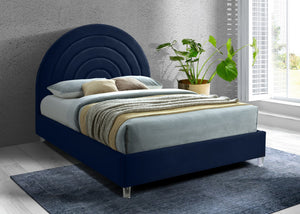 Rainbow Acrylic / Velvet / Engineered Wood / Foam Contemporary Navy Velvet King Bed - 81.5" W x 81.9" D x 59.3" H