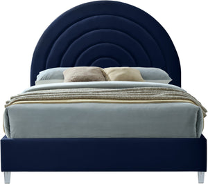 Rainbow Acrylic / Velvet / Engineered Wood / Foam Contemporary Navy Velvet King Bed - 81.5" W x 81.9" D x 59.3" H