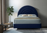 Rainbow Acrylic / Velvet / Engineered Wood / Foam Contemporary Navy Velvet King Bed - 81.5" W x 81.9" D x 59.3" H