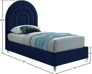 Rainbow Acrylic / Velvet / Engineered Wood / Foam Contemporary Navy Velvet Twin Bed - 44.1" W x 76.4" D x 59.3" H