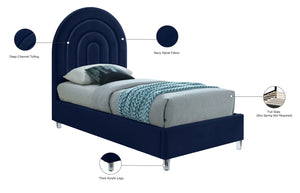 Rainbow Acrylic / Velvet / Engineered Wood / Foam Contemporary Navy Velvet Twin Bed - 44.1" W x 76.4" D x 59.3" H