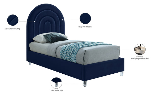 Rainbow Acrylic / Velvet / Engineered Wood / Foam Contemporary Navy Velvet Twin Bed - 44.1" W x 76.4" D x 59.3" H