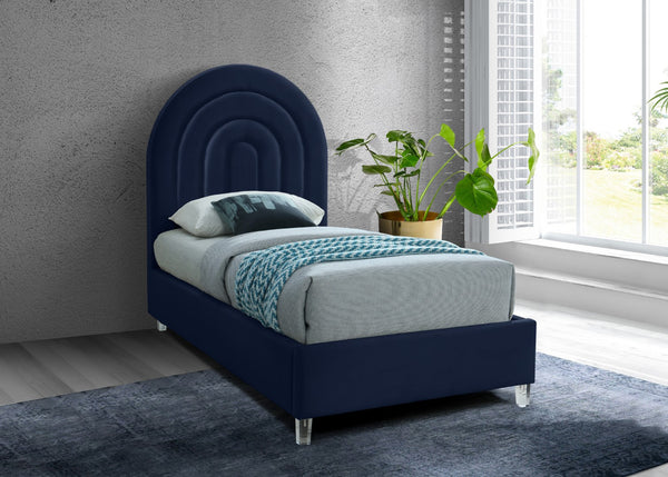 Rainbow Acrylic / Velvet / Engineered Wood / Foam Contemporary Navy Velvet Twin Bed - 44.1" W x 76.4" D x 59.3" H