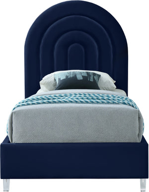 Rainbow Acrylic / Velvet / Engineered Wood / Foam Contemporary Navy Velvet Twin Bed - 44.1" W x 76.4" D x 59.3" H