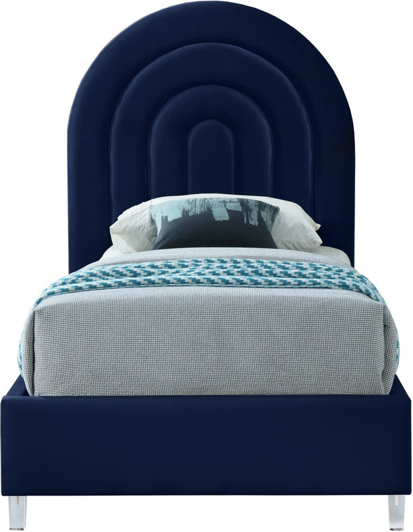 Rainbow Acrylic / Velvet / Engineered Wood / Foam Contemporary Navy Velvet Twin Bed - 44.1" W x 76.4" D x 59.3" H
