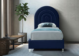 Rainbow Acrylic / Velvet / Engineered Wood / Foam Contemporary Navy Velvet Twin Bed - 44.1" W x 76.4" D x 59.3" H