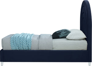 Rainbow Acrylic / Velvet / Engineered Wood / Foam Contemporary Navy Velvet Twin Bed - 44.1" W x 76.4" D x 59.3" H