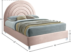 Rainbow Acrylic / Velvet / Engineered Wood / Foam Contemporary Pink Velvet Full Bed - 59.8" W x 76.4" D x 59.3" H