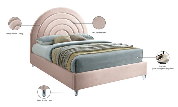 Rainbow Acrylic / Velvet / Engineered Wood / Foam Contemporary Pink Velvet Full Bed - 59.8" W x 76.4" D x 59.3" H
