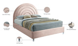 Rainbow Acrylic / Velvet / Engineered Wood / Foam Contemporary Pink Velvet King Bed - 81.5" W x 81.9" D x 59.3" H