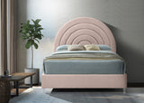 Rainbow Acrylic / Velvet / Engineered Wood / Foam Contemporary Pink Velvet King Bed - 81.5" W x 81.9" D x 59.3" H