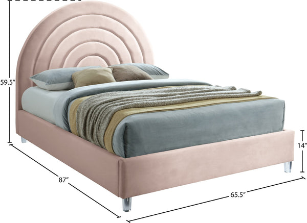 Rainbow Acrylic / Velvet / Engineered Wood / Foam Contemporary Pink Velvet Queen Bed - 65.7" W x 81.9" D x 59.3" H