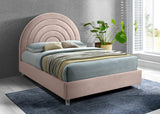 Rainbow Acrylic / Velvet / Engineered Wood / Foam Contemporary Pink Velvet Queen Bed - 65.7" W x 81.9" D x 59.3" H