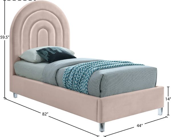 Rainbow Acrylic / Velvet / Engineered Wood / Foam Contemporary Pink Velvet Twin Bed - 44.1" W x 76.4" D x 59.3" H