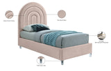 Rainbow Acrylic / Velvet / Engineered Wood / Foam Contemporary Pink Velvet Twin Bed - 44.1" W x 76.4" D x 59.3" H