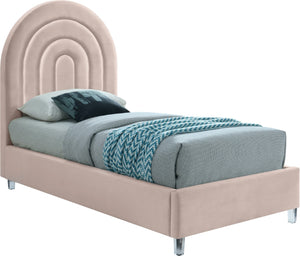 Rainbow Acrylic / Velvet / Engineered Wood / Foam Contemporary Pink Velvet Twin Bed - 44.1" W x 76.4" D x 59.3" H