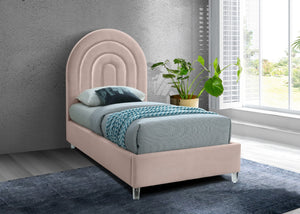 Rainbow Acrylic / Velvet / Engineered Wood / Foam Contemporary Pink Velvet Twin Bed - 44.1" W x 76.4" D x 59.3" H