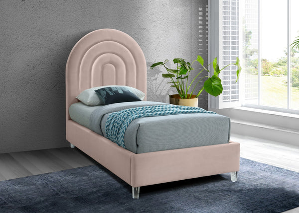 Rainbow Acrylic / Velvet / Engineered Wood / Foam Contemporary Pink Velvet Twin Bed - 44.1" W x 76.4" D x 59.3" H