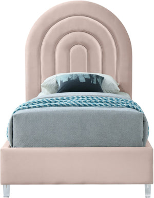 Rainbow Acrylic / Velvet / Engineered Wood / Foam Contemporary Pink Velvet Twin Bed - 44.1" W x 76.4" D x 59.3" H