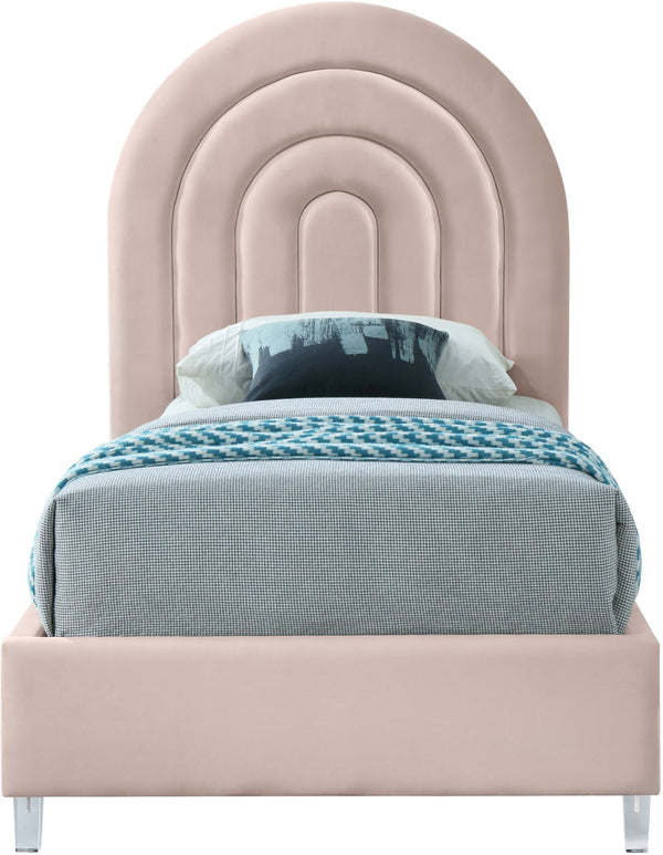 Rainbow Acrylic / Velvet / Engineered Wood / Foam Contemporary Pink Velvet Twin Bed - 44.1" W x 76.4" D x 59.3" H