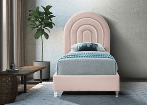 Rainbow Acrylic / Velvet / Engineered Wood / Foam Contemporary Pink Velvet Twin Bed - 44.1" W x 76.4" D x 59.3" H